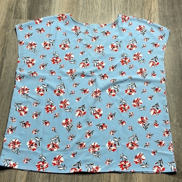 Hilary Radley Blue and Red Floral V Neck Blouse, size XL - Picture 8 of 8